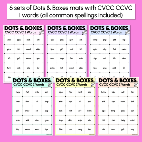 Resource preview 2 for Dots and Boxes Phonics Game - CVCC CCVC I Words