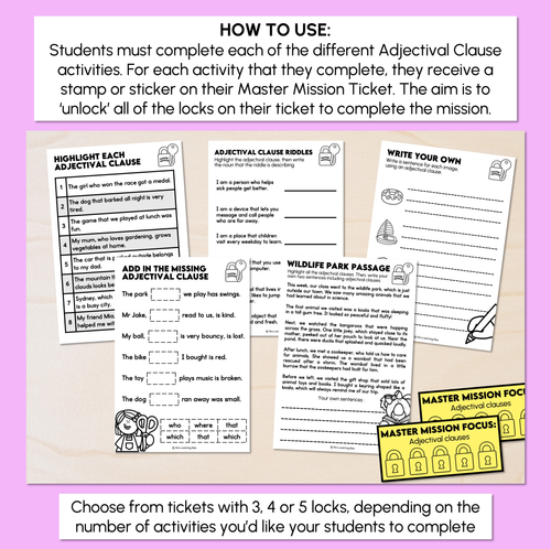 Resource preview 2 for Adjectival Clause - Master Mission Activity