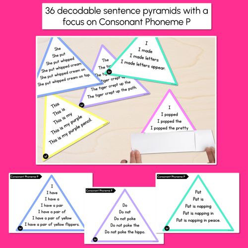 Resource preview 2 for CONSONANT PHONEME P WORDS - Decodable Sentence Pyramids - Phonics Fluency