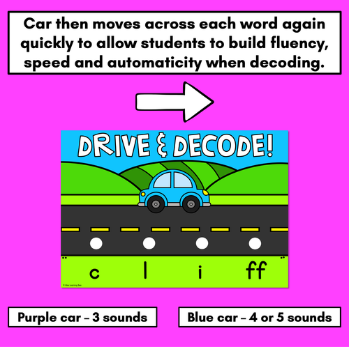 Resource preview 2 for Blending Consonant Digraph Words with Cars - DIGITAL SLIDES - Drive & Decode