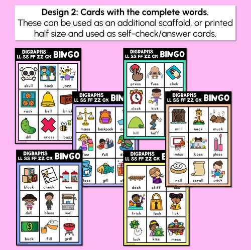 Resource preview 3 for LL, SS, FF, ZZ, CK, DOUBLE CONSONANT BINGO - Consonant Digraphs Game