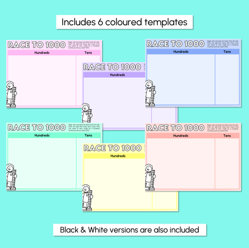 Resource preview 3 for Race to 1000 - Trading Base Ten Blocks - Student Templates