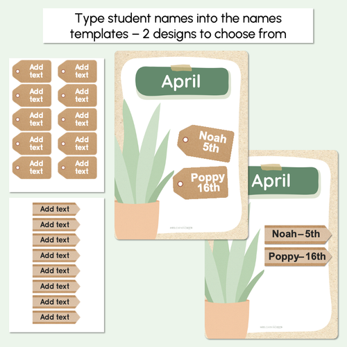 Resource preview 3 for Classroom Birthdays Display - The Greenhouse Collection - Natural Classroom Decor