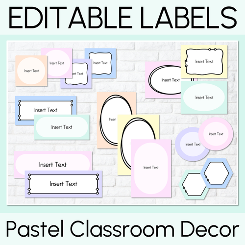 Resource preview 1 for Pastel Classroom Decor Editable Labels