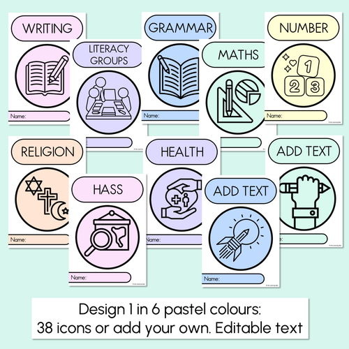 Resource preview 2 for Pastel Book Covers - Editable - A4 Portrait