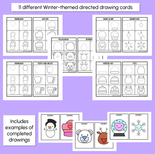 Resource preview 2 for Winter Themed - Directed Drawing Templates