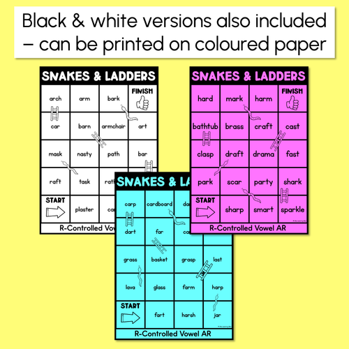 Resource preview 3 for Phonics Game for R-Controlled AR Words - Snakes & Ladders