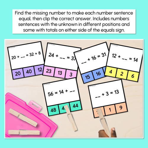 Resource preview 2 for Complete the Equal Number Sentences - Equality Clip Cards