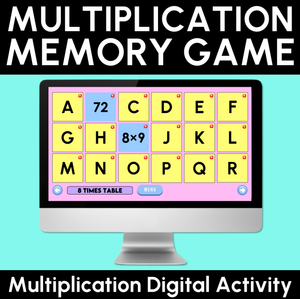 Multiplication Memory Game - Multiplication Digital Activity
