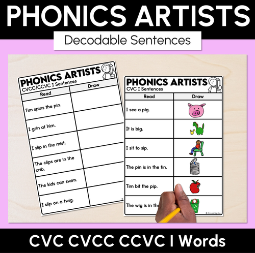 Resource preview 11 for Phonics Artists - CVC CVCC CCVC Decodable Words & Sentences Complete Bundle