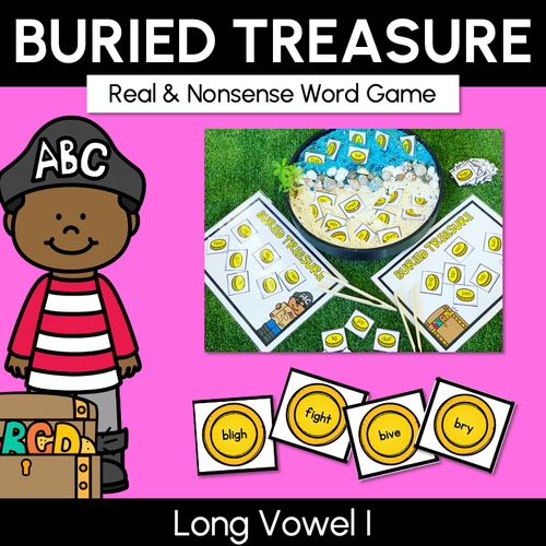 Resource preview 1 for Real and Nonsense Long Vowel I Words - Phonics Game - BURIED TREASURE