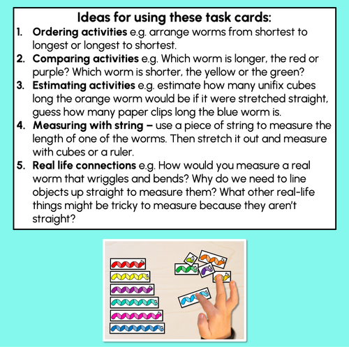 Resource preview 2 for Measuring Length - Open-ended Worm Task Cards