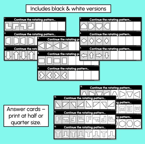 Resource preview 4 for Rotating Pattern Task Cards with Half & Quarter Turns