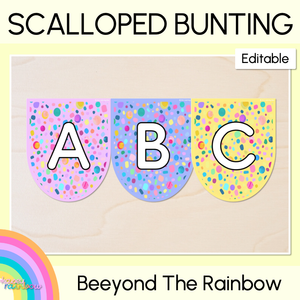 EDITABLE SCALLOPED BUNTING - The Kasey Rainbow Collection
