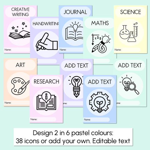 Resource preview 3 for Pastel Book Covers - Editable - A4 Portrait