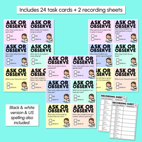 Resource preview 3 for Ask or Observe? - Collecting Data Task Cards