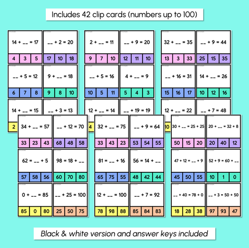 Resource preview 3 for Complete the Equal Number Sentences - Equality Clip Cards