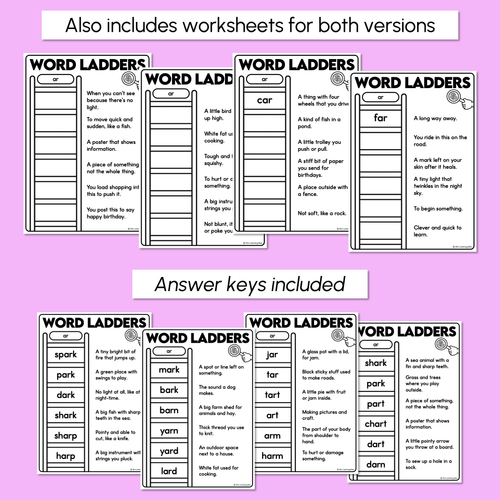 Resource preview 4 for Word Ladders - Find the Clue - R-Controlled AR Words