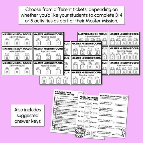Resource preview 4 for Adjectival Clause - Master Mission Activity