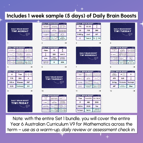 Resource preview 2 for Year 6 Maths Review - Daily Brain Boosts - Sample Set