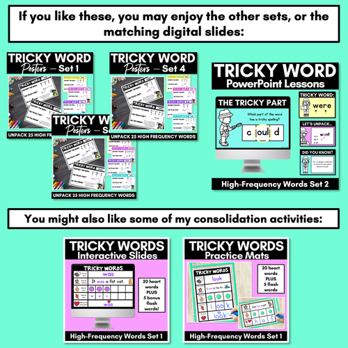 Resource preview 6 for High Frequency Heart Word Posters SET 2 - WORDS WITH TRICKY SPELLINGS