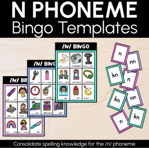 N SOUND BINGO - Ways to spell the /n/ phoneme