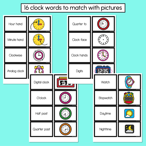 Resource preview 2 for Clock Vocabulary – Matching Cards