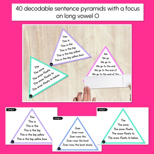 Resource preview 2 for LONG VOWEL O WORDS - Decodable Sentences Pyramids - Phonics Fluency