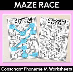Consonant Phoneme M Words Maze Race - Consonant M Words Worksheets