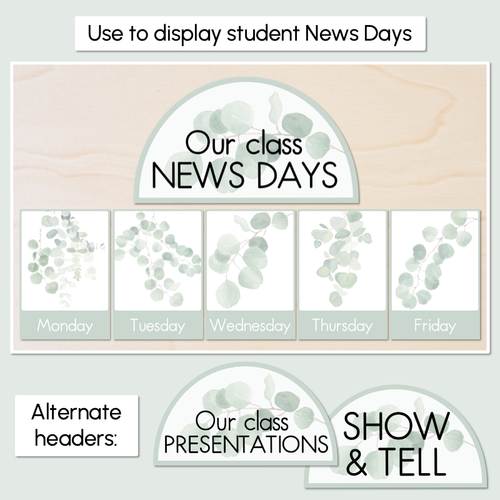 Resource preview 2 for Class NEWS Signs - The Eucalyptus Edit - Eucalyptus Classroom Decor