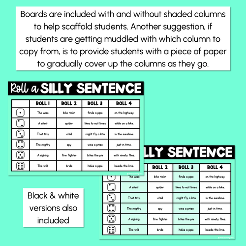 Resource preview 4 for Decodable Sentences with Long Vowel I Words - Roll a Silly Sentence Phonics