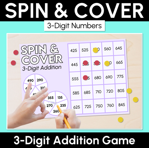 Resource preview 1 for Spin & Cover - 3-Digit Addition Game