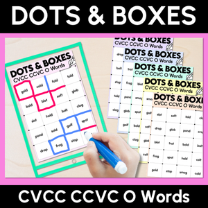 Dots and Boxes Phonics Game - CVCC CCVC O Words