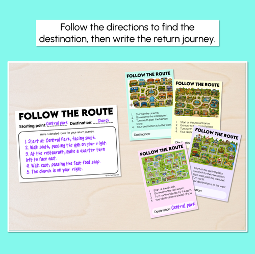 Resource preview 2 for Describing Routes Using Compass Directions - Turns and Return Journey Task Cards