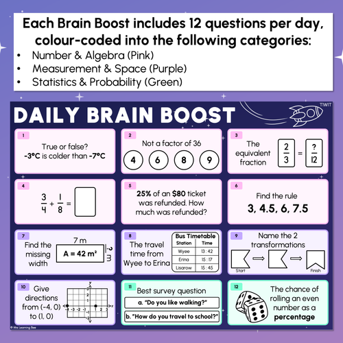 Resource preview 3 for Year 6 Maths Review - Daily Brain Boosts - Sample Set