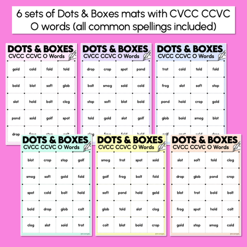 Resource preview 2 for Dots and Boxes Phonics Game - CVCC CCVC O Words