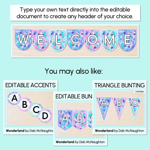 Resource preview 3 for EDITABLE SCALLOPED BUNTING - The Wonderland Collection