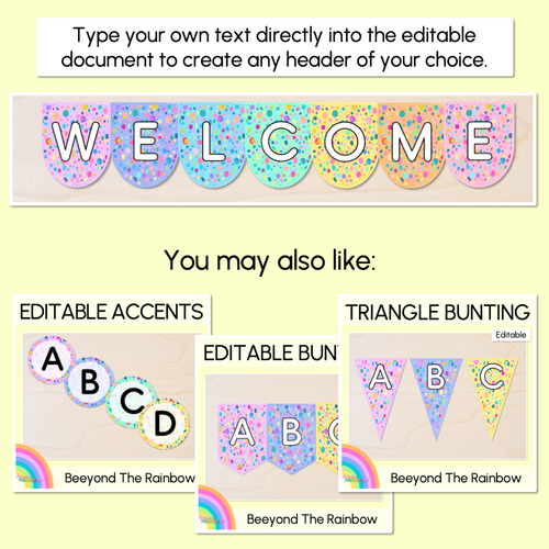 Resource preview 3 for EDITABLE SCALLOPED BUNTING - The Kasey Rainbow Collection