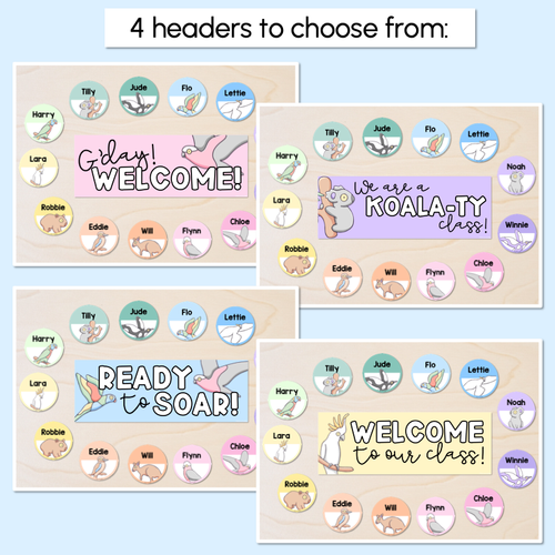 Resource preview 2 for Classroom Door or Window Display - Editable - Aussie Fauna - The Brentos Collection