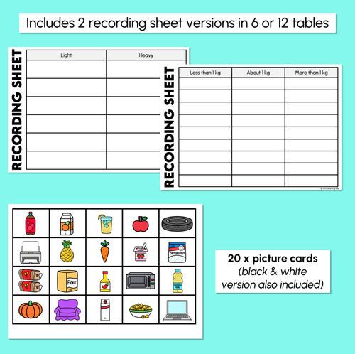 Resource preview 4 for Sort by Mass - Estimating Mass Sorting Mats