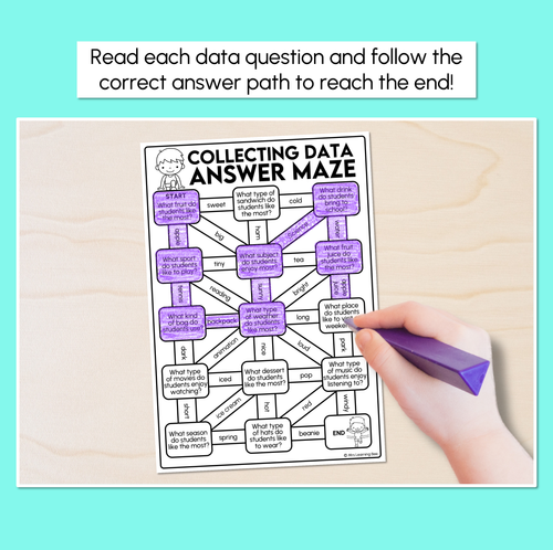 Resource preview 2 for Data Answer Mazes - Collecting Data Worksheets