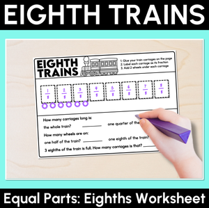Equal Parts: Eighths - Eighth Trains Worksheet