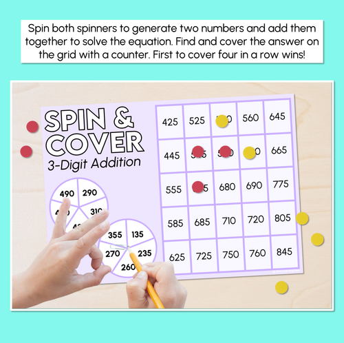 Resource preview 2 for Spin & Cover - 3-Digit Addition Game