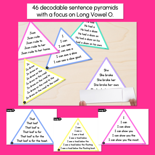 Resource preview 2 for LONG VOWEL O WORDS - Decodable Sentences Pyramids - Phonics Fluency