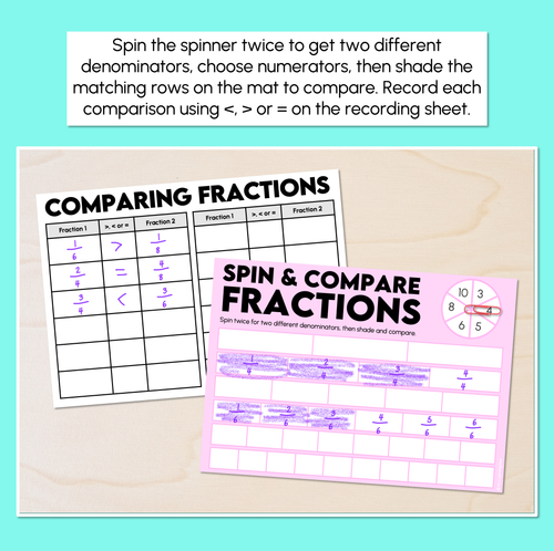 Resource preview 2 for Spin & Compare - Comparing Fractions (Greater Than, Less Than or Equal) 