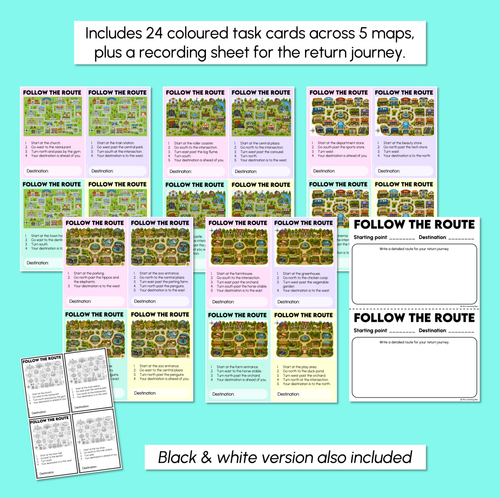Resource preview 3 for Describing Routes Using Compass Directions - Turns and Return Journey Task Cards