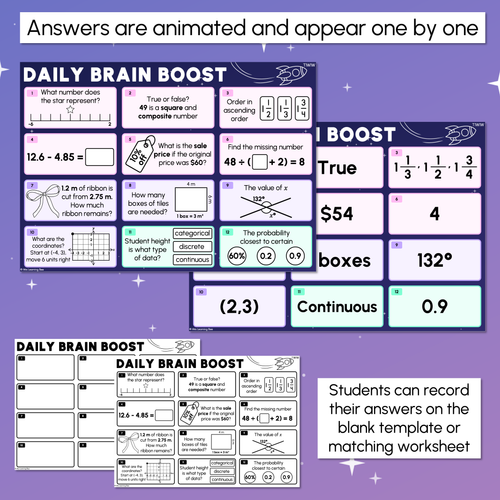 Resource preview 4 for Year 6 Maths Review - Daily Brain Boosts - Sample Set