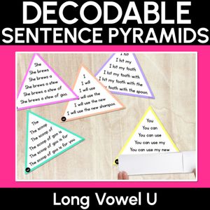 LONG VOWEL U WORDS - Decodable Sentences Pyramids - Phonics Fluency