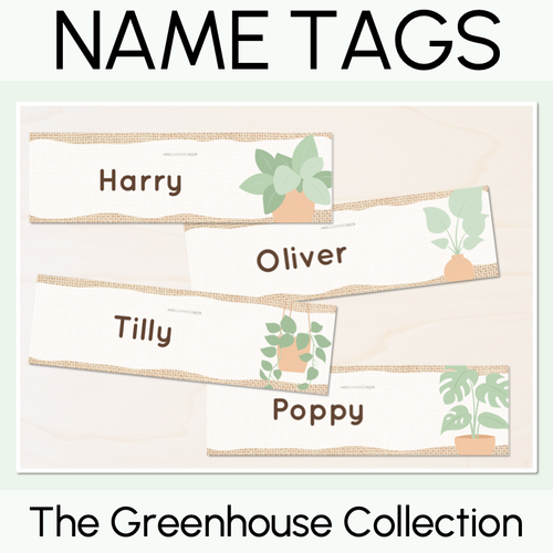 Resource preview 1 for Student Nametags - The Greenhouse Collection - Natural Classroom Decor