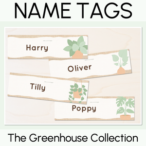 Student Nametags - The Greenhouse Collection - Natural Classroom Decor
